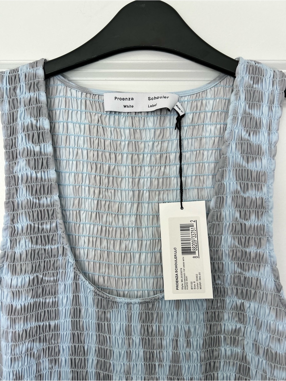 Proenza Schouler Light Blue and Gray Tie-Dye Pleated Midi Dress - Picture 3 of 4